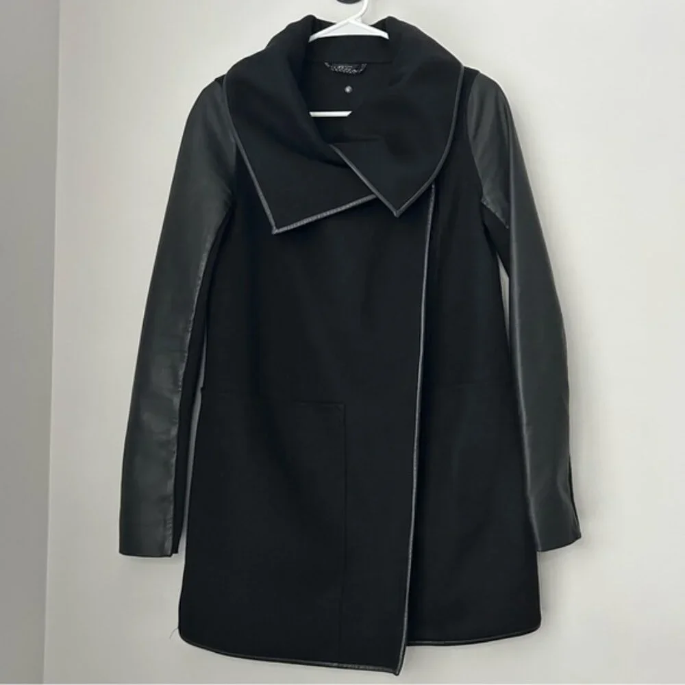 Mackage Wool and Leather Wrap Coat - Picture 3 of 10
